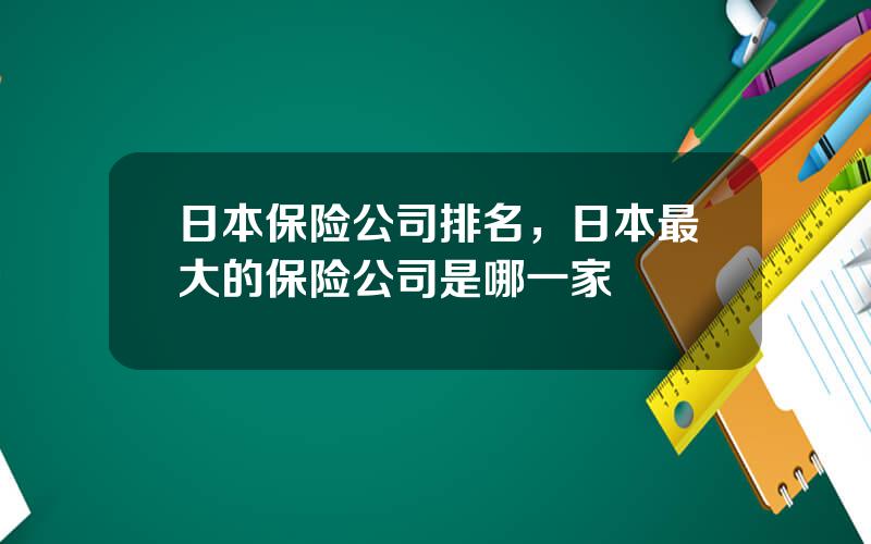 日本保险公司排名，日本最大的保险公司是哪一家