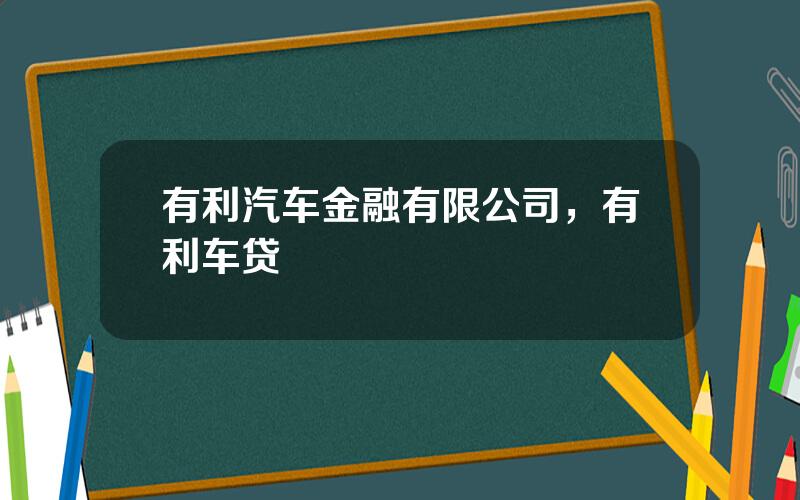 有利汽车金融有限公司，有利车贷