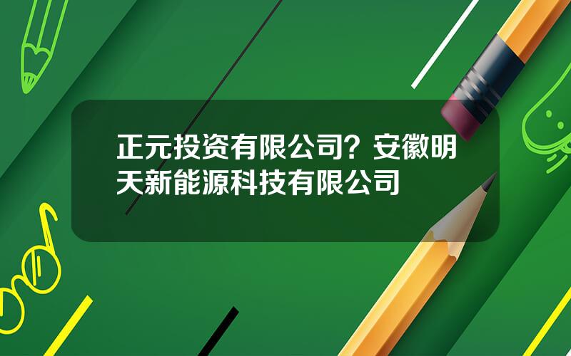 正元投资有限公司？安徽明天新能源科技有限公司