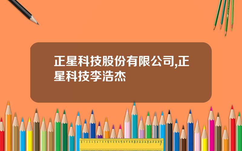 正星科技股份有限公司,正星科技李浩杰