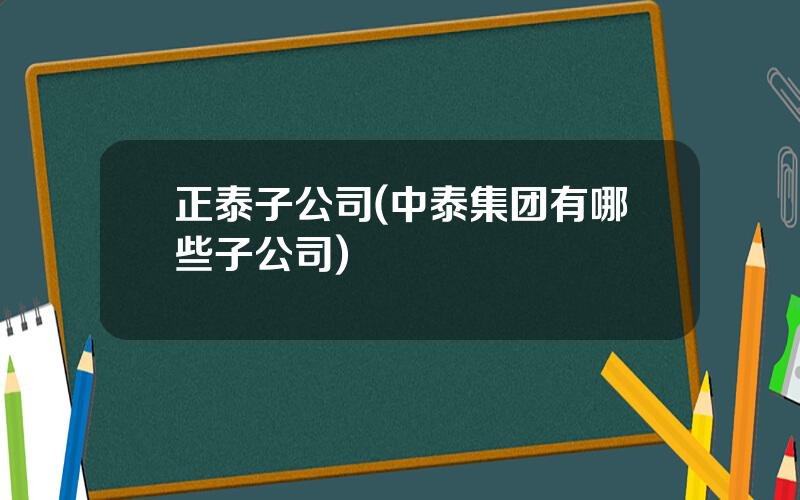 正泰子公司(中泰集团有哪些子公司)