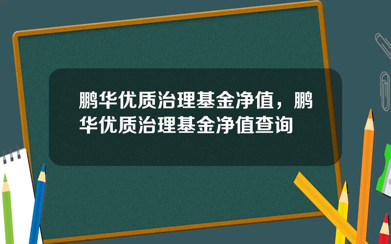 鹏华优质治理基金净值，鹏华优质治理基金净值查询